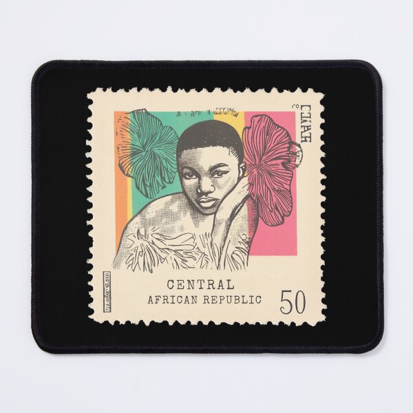 Item preview, Vintage Central African Republic Postage Stamp Art - Floral Portrait designed and sold by tiigerdad.