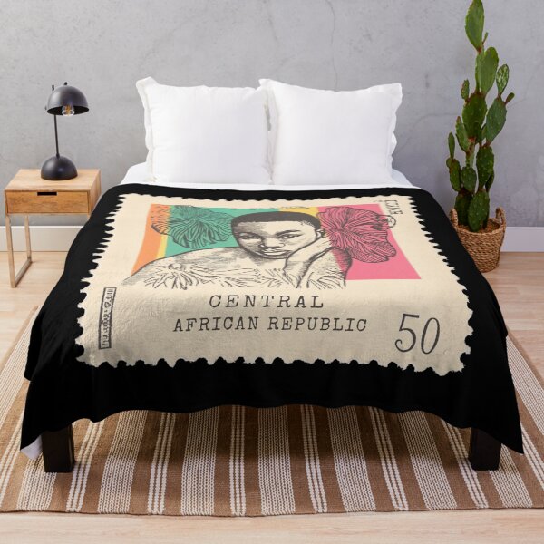 Item preview, Vintage Central African Republic Postage Stamp Art - Floral Portrait designed and sold by tiigerdad.
