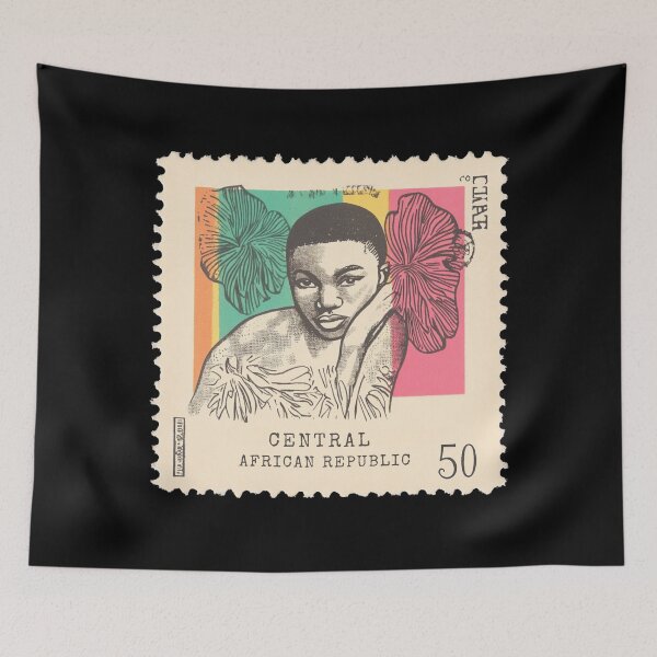 Item preview, Vintage Central African Republic Postage Stamp Art - Floral Portrait designed and sold by tiigerdad.