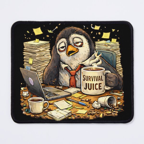 Item preview, Survival Juice Coffee Penguin – Funny Office Design – Tired Penguin with Coffee – Work & Home Office Humor designed and sold by Hischers Solution.