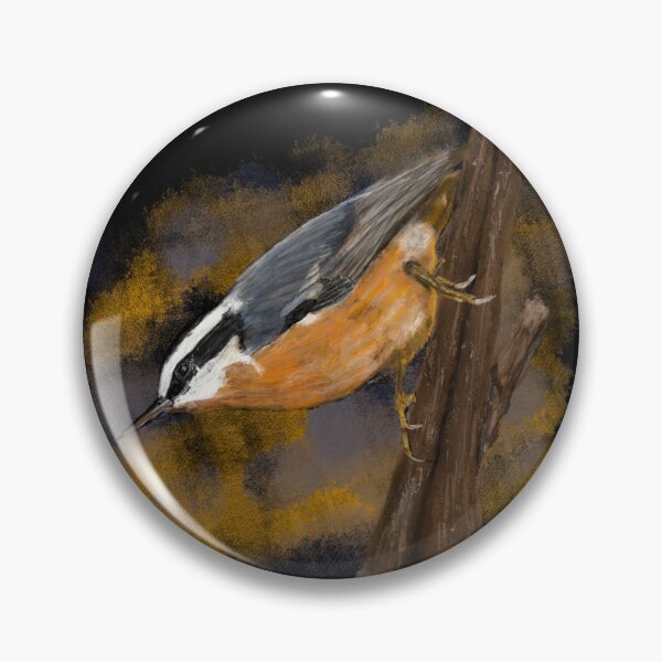 Item preview, Creeping Boldly Red-Breasted Nuthatch Bird Painting designed and sold by SClarkArtVT.