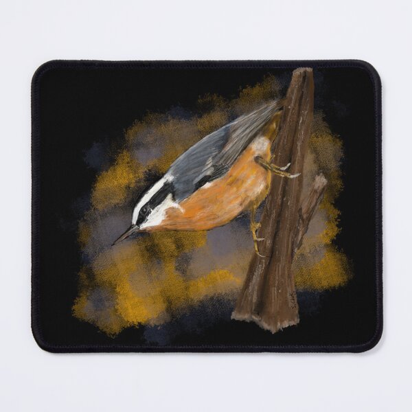 Item preview, Creeping Boldly Red-Breasted Nuthatch Bird Painting designed and sold by SClarkArtVT.