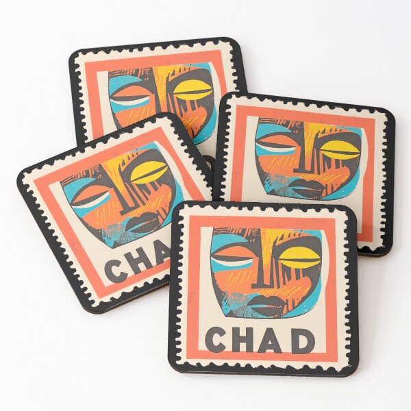 Item preview, Vintage Chad Postage Stamp Art - Abstract African Mask Design designed and sold by tiigerdad.