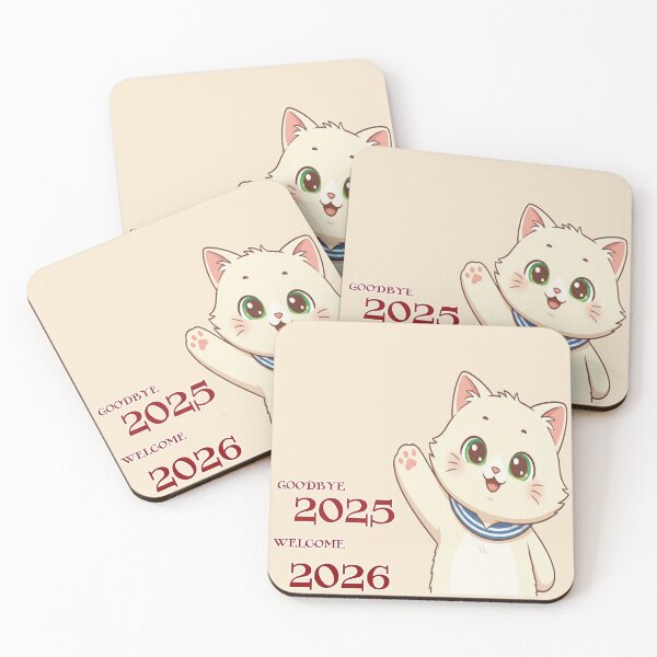 Item preview, Adorable Waving Kitten New Year 2026 Celebration designed and sold by The-Tiny-Canvas.