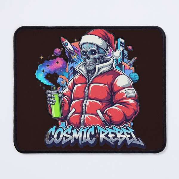 Item preview, Cosmic Rebel – Cyberpunk Skeleton Santa with Space Graffiti Sci-Fi Art designed and sold by Thaivi Design.