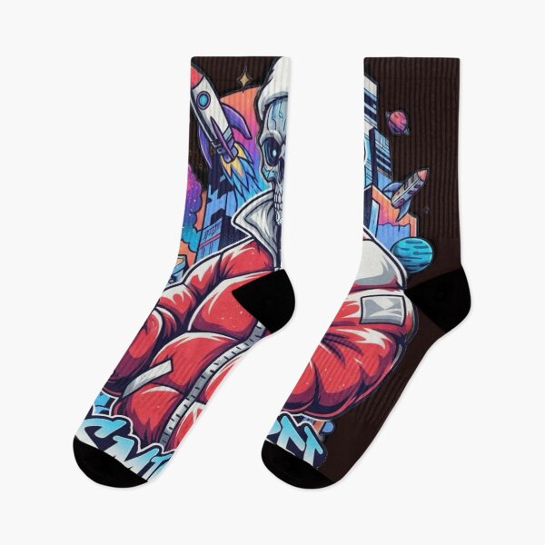 Item preview, Cosmic Rebel – Cyberpunk Skeleton Santa with Space Graffiti Sci-Fi Art  designed and sold by Thaivi Design.