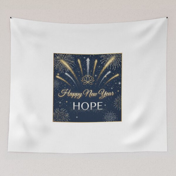 Item preview, Happy New Year Hope Gold Fireworks Art designed and sold by TaufiDaArtworks.