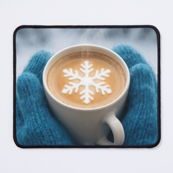Item preview, Blue Mittens Holding a Coffee with a Snowflake Design designed and sold by Maria Dryfhout.