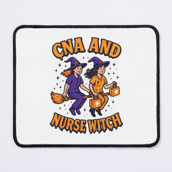 Item preview, CNA and Nurse Witch Halloween Design – Cute Flying Witch Nurses Artwork designed and sold by ClinicalHubs.