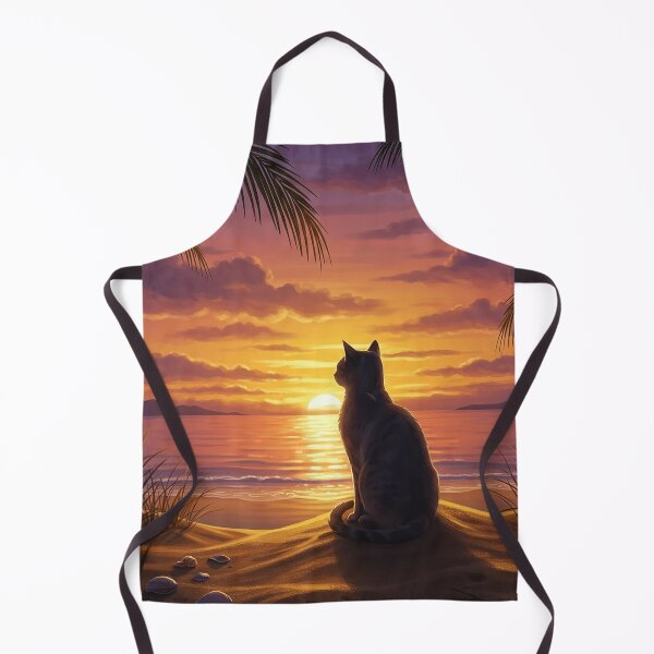 Item preview, Cat Watching Sunset on Tropical Beach designed and sold by Articooler.