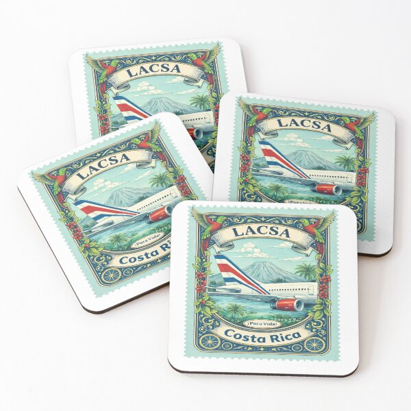 Item preview, LACSA airplane volcano sea surf costa rica stamp vintage designed and sold by OuterFuselage.