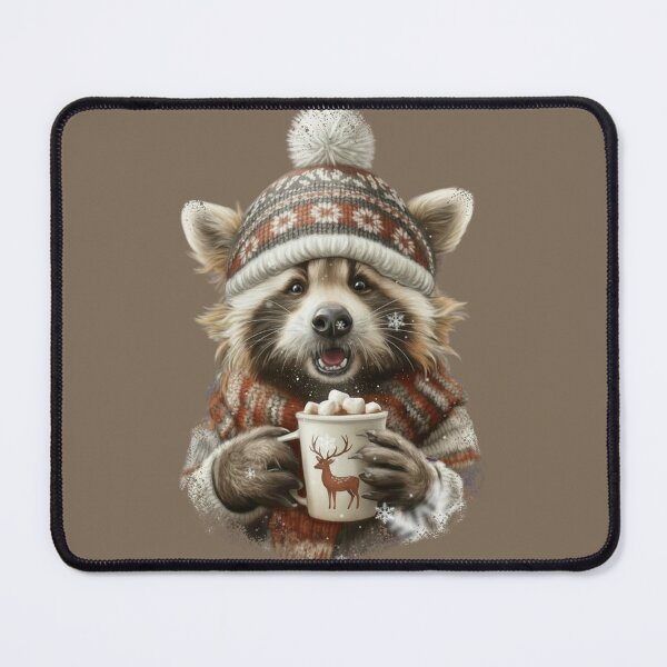 Item preview, Cozy Winter Raccoon Sweatshirt Cute Animal Hot Cocoa Sweater Cozy Season Pullover designed and sold by LessIsLoud.
