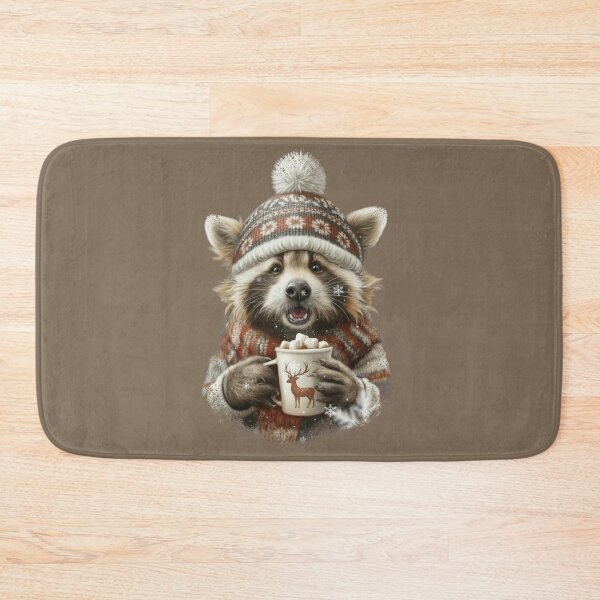 Item preview, Cozy Winter Raccoon Sweatshirt Cute Animal Hot Cocoa Sweater Cozy Season Pullover designed and sold by LessIsLoud.