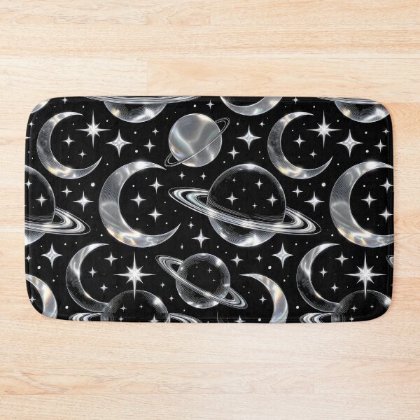 Item preview, Holographic Celestial Pattern – Moons, Stars, and Planets on Black designed and sold by SplashTastic.