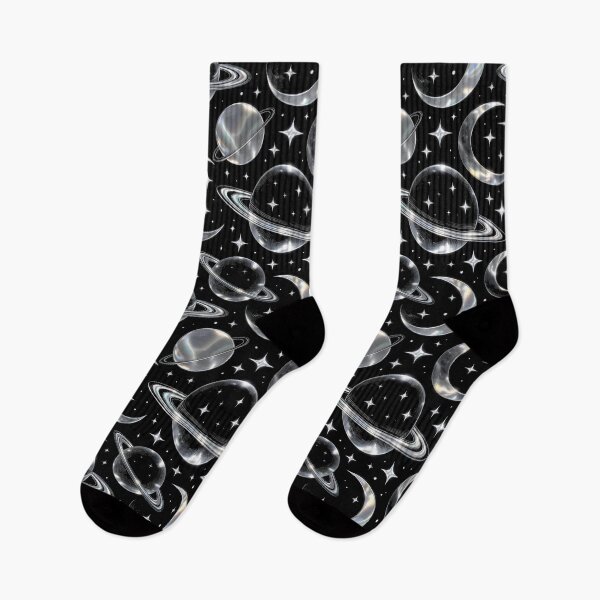 Item preview, Holographic Celestial Pattern – Moons, Stars, and Planets on Black designed and sold by SplashTastic.