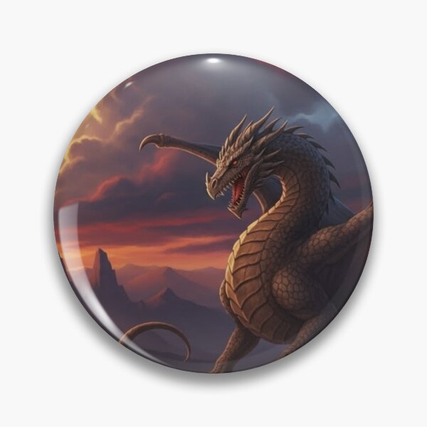 Item preview, Majestic Mountain Dragon - Epic Fantasy Sunset Landscape designed and sold by Creatuer Handling Protocols.
