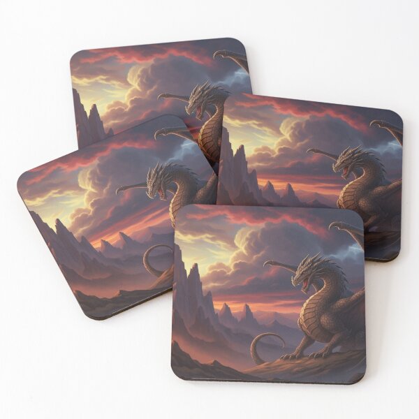 Item preview, Majestic Mountain Dragon - Epic Fantasy Sunset Landscape designed and sold by Creatuer Handling Protocols.