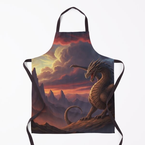 Item preview, Majestic Mountain Dragon - Epic Fantasy Sunset Landscape designed and sold by Creatuer Handling Protocols.