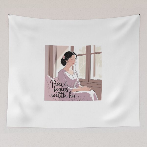 Item preview, Peace Begins With Her feminine peace designed and sold by SloganSauce.