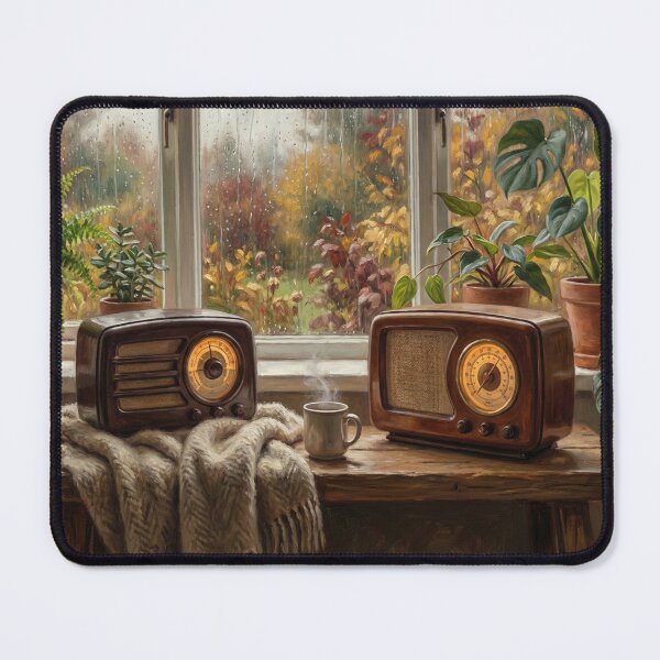 Item preview, Vintage Listening Nook on a Rainy Day designed and sold by Tamer ⭐⭐⭐⭐⭐.
