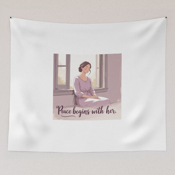 Item preview, Peace Begins With Her calm woman designed and sold by SloganSauce.