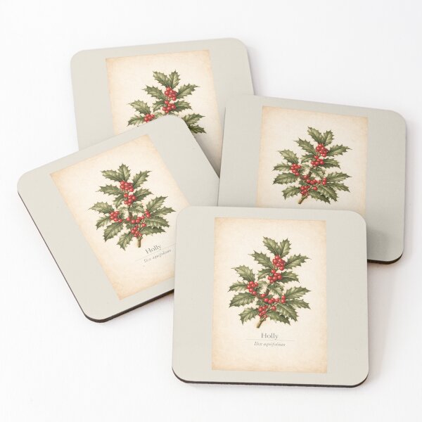 Item preview, Botanical Holly – Ilex aquifolium | Vintage Christmas Botanical Art designed and sold by Novel Works Studio.