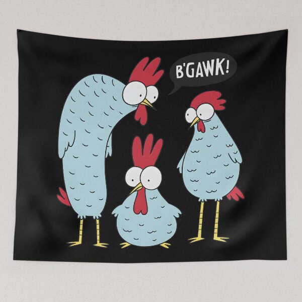 Item preview,  Funny Blue Chicken Family B'Gawk Surprised Rooster Cartoon designed and sold by DrawHandArt.