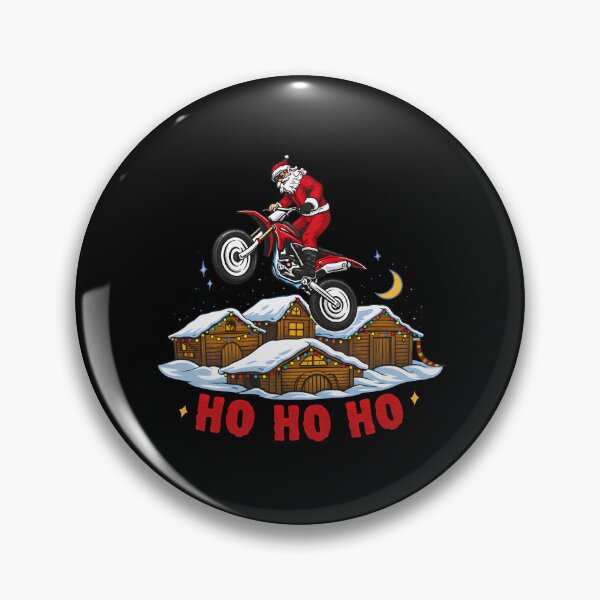 Item preview, Santa Claus Riding Motocross Dirt Bike Over Snowy Christmas Village Ho Ho Ho designed and sold by DrawHandArt.