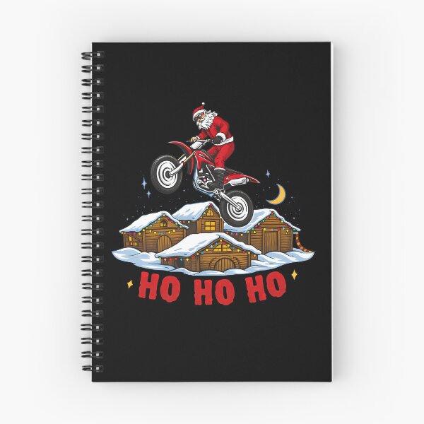 Item preview, Santa Claus Riding Motocross Dirt Bike Over Snowy Christmas Village Ho Ho Ho designed and sold by DrawHandArt.
