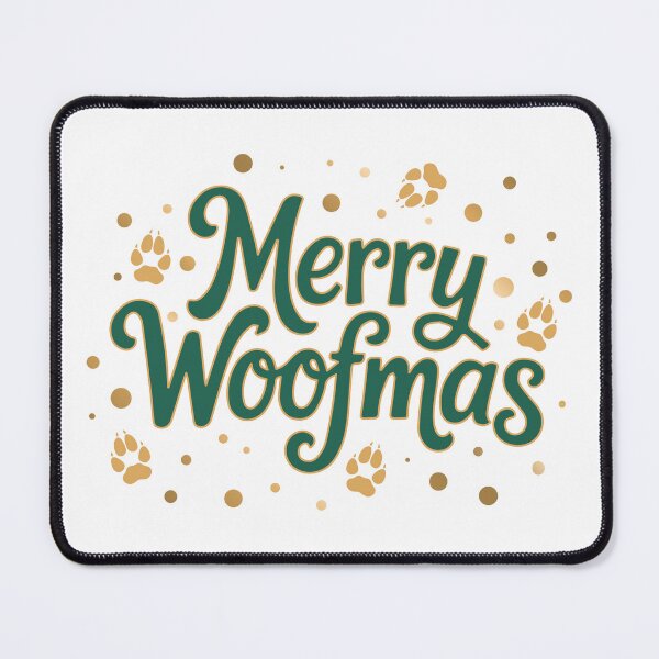 Item preview, Merry Woofmas - Gold & Green Holiday Dog Christmas Design designed and sold by Vector Woofs.