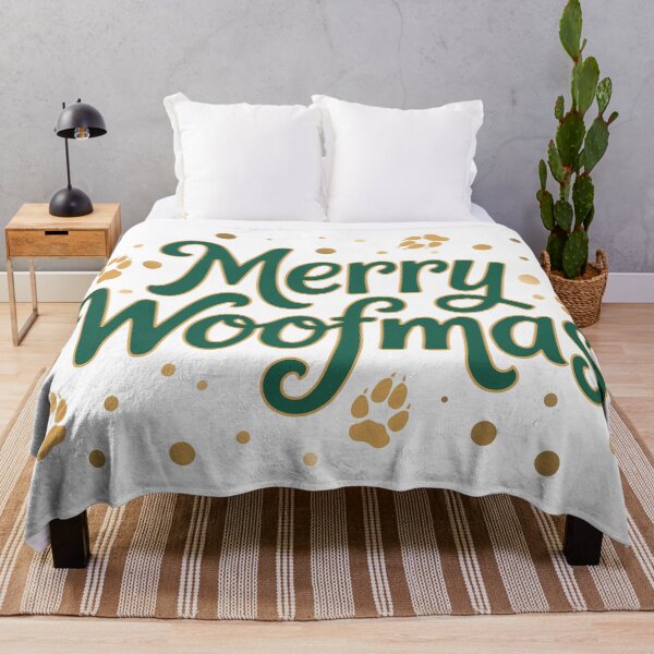 Item preview, Merry Woofmas - Gold & Green Holiday Dog Christmas Design designed and sold by Vector Woofs.