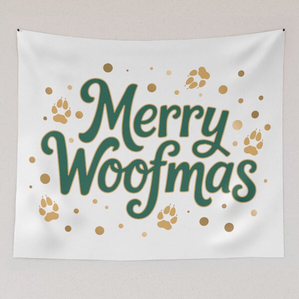 Item preview, Merry Woofmas - Gold & Green Holiday Dog Christmas Design designed and sold by Vector Woofs.