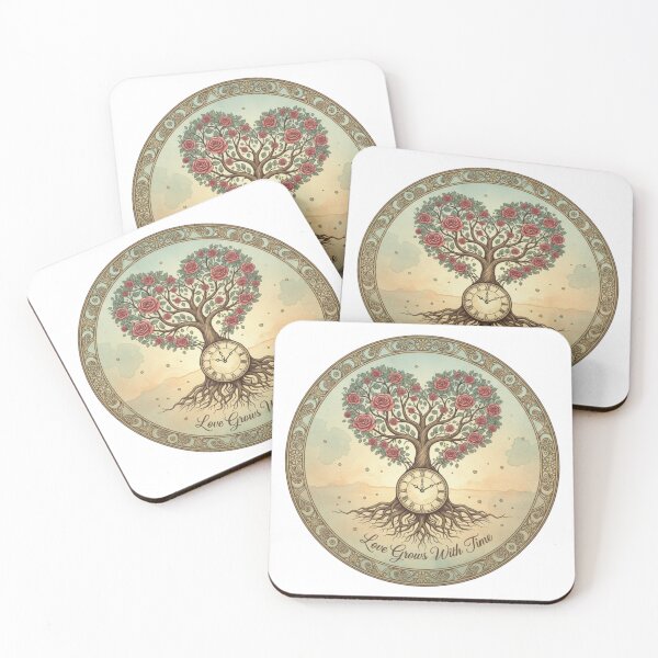Item preview, Love Grows With Time – Romantic Heart Tree Clock Illustration | Timeless Love Art designed and sold by Ranrajshop.