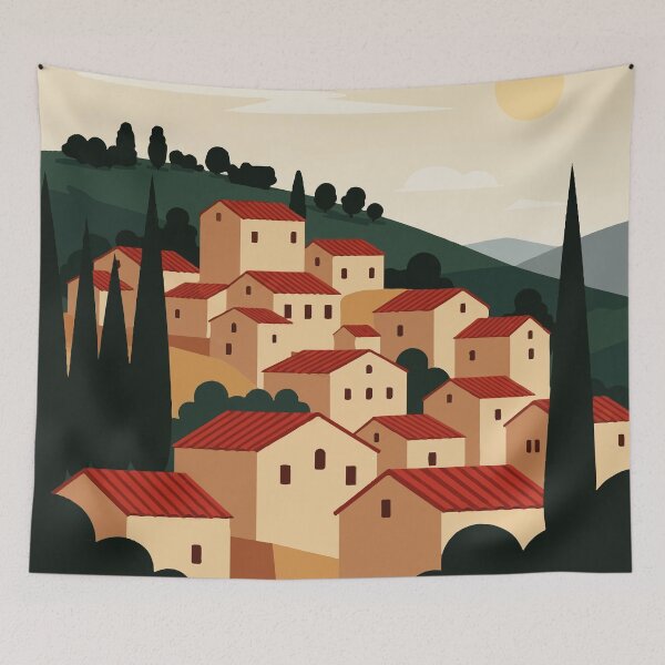 Item preview, A village on a mountainside designed and sold by Design4uStudio.