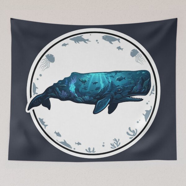 Item preview, Majestic Sperm Whale Deep Sea Abyss Double Exposure Art designed and sold by CANDO ART STORE.