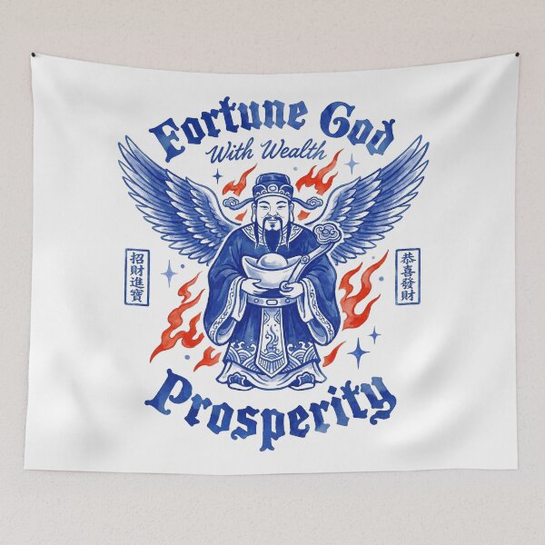Item preview, Winged Caishen Fortune God With Wealth Tattoo Style designed and sold by zzz888.