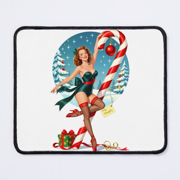 Item preview, Too Naughty for the Nice List – Vintage Christmas Candy Cane Pin-Up designed and sold by Lightning-Lace.