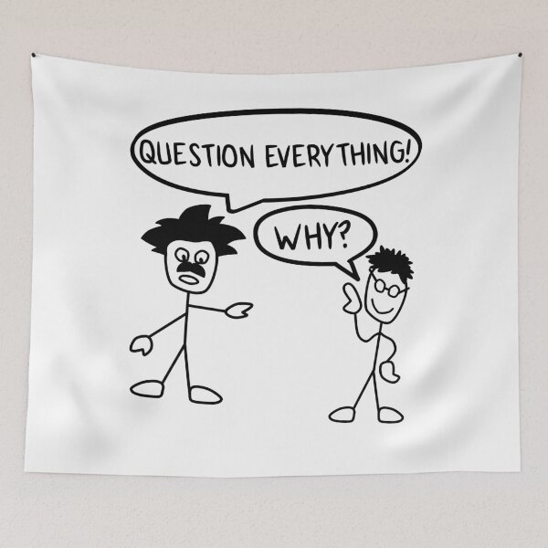 Item preview, Funny Nerdy Question Everything! Why? Stick Figures Philosophy Teacher Black Text designed and sold by MathWare MathClips.