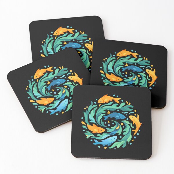 Item preview, Abstract Goldfish Swirl Ocean Waves Nautical Circle Tropical Fish Art designed and sold by DrawHandArt.