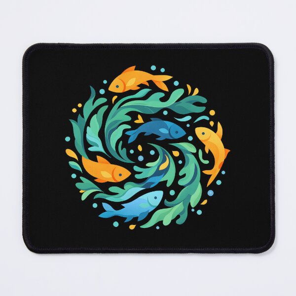 Item preview, Abstract Goldfish Swirl Ocean Waves Nautical Circle Tropical Fish Art designed and sold by DrawHandArt.