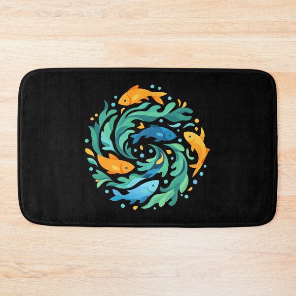 Item preview, Abstract Goldfish Swirl Ocean Waves Nautical Circle Tropical Fish Art designed and sold by DrawHandArt.
