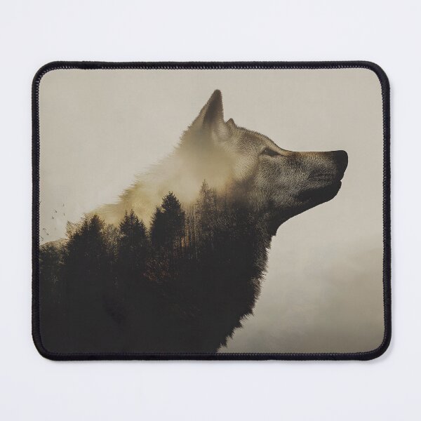 Aperçu de l'œuvre Forêt à double exposition de loups - Faune mystique créée et vendue par Titphilou.