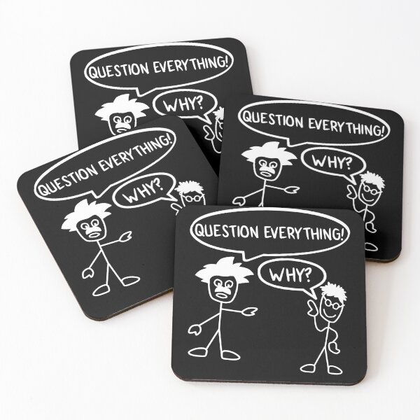 Item preview, Funny Nerdy Question Everything! Why? Stick Figures Philosophy Teacher White Text designed and sold by MathWare MathClips.