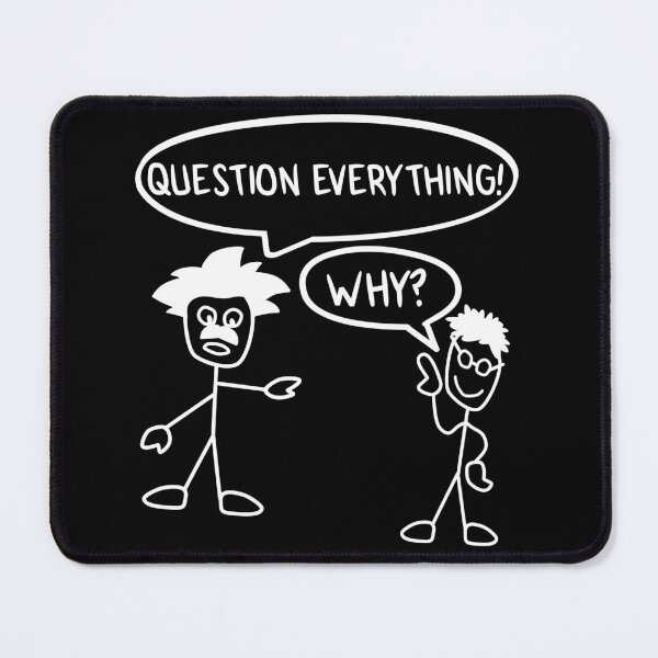 Item preview, Funny Nerdy Question Everything! Why? Stick Figures Philosophy Teacher White Text designed and sold by MathWare MathClips.