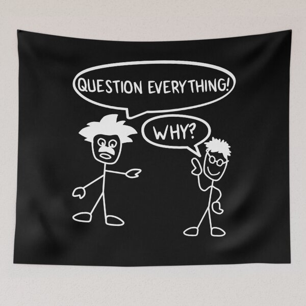 Item preview, Funny Nerdy Question Everything! Why? Stick Figures Philosophy Teacher White Text designed and sold by MathWare MathClips.