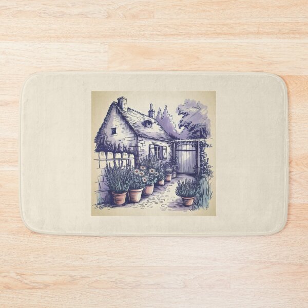 Item preview, Stone Cottage with Garden Path – Rustic Countryside Illustration designed and sold by SplashTastic.