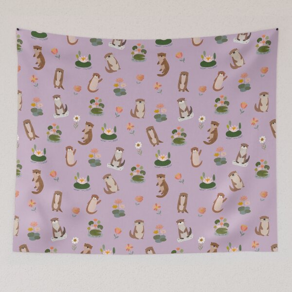 Item preview, Otters & Lily Pads on Pinkish Purple designed and sold by KSimpson838.