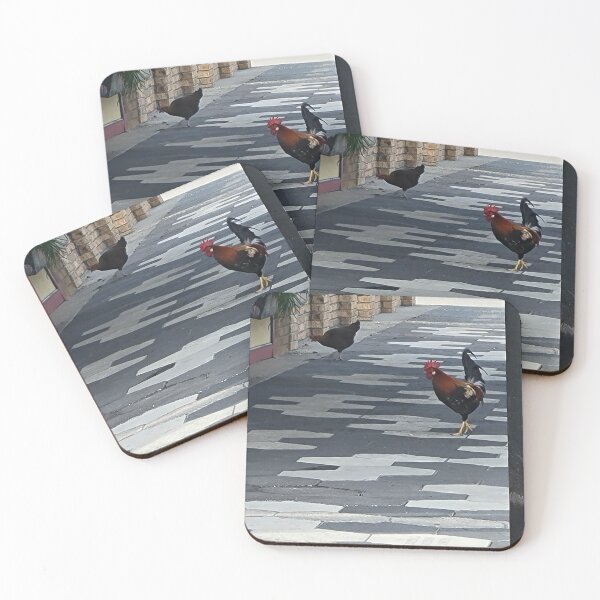 Item preview, Rooster and Friend on Grey and White Sidewalk designed and sold by CoastalCalmCo.