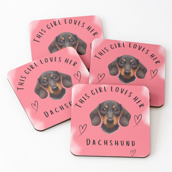Item preview, This Girl Loves Her Dachshund - Pink Background designed and sold by AndysTeeShop.