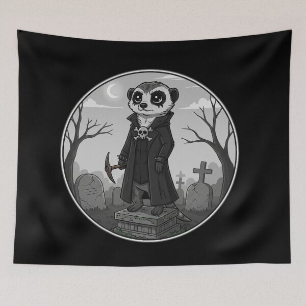 Item preview, Dark Gothic Badger On Graveyard With Pickaxe Fantasy Art designed and sold by RebellDancer.